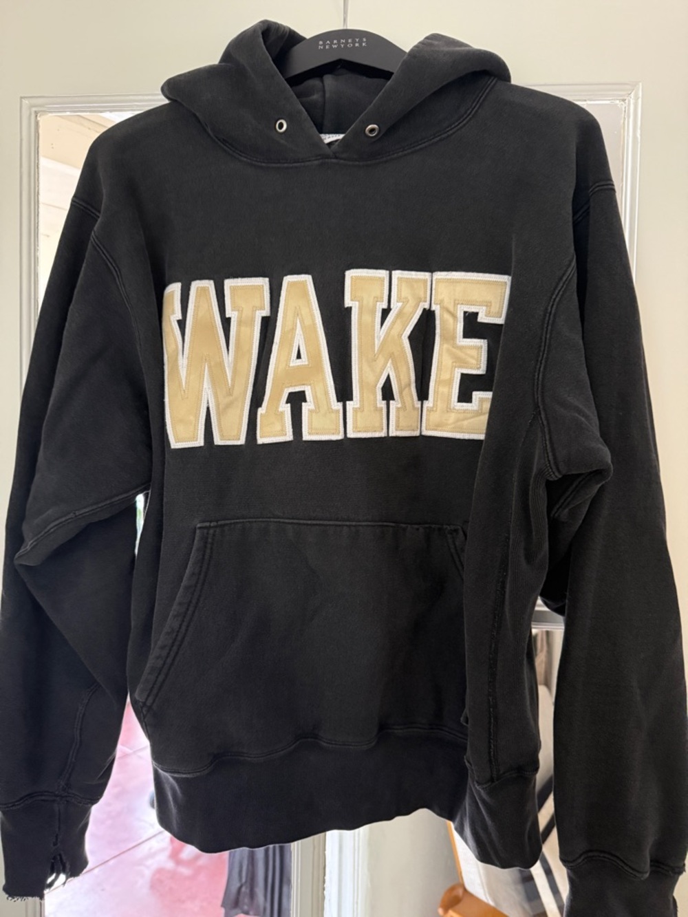 Black 'WAKE' Appliqué Hoodie